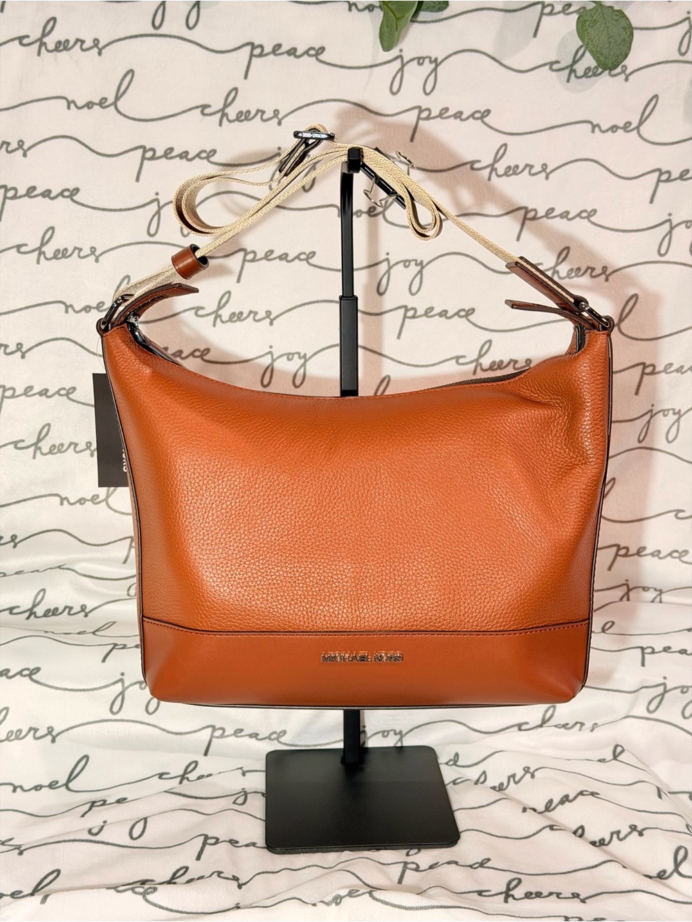 Michael Kors Cooper Pebbled Leather Crescent Bag with gun metal hardware NWT